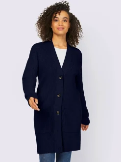 Veste longue en tricot 2 poches plaquées