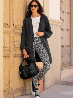 Veste longue en tricot coupe longue tendance