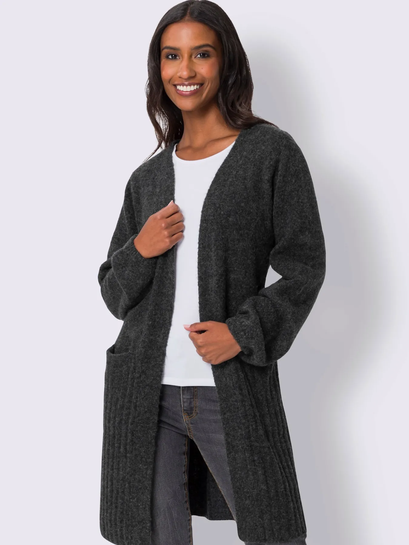 Veste longue en tricot coupe longue tendance