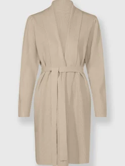Veste longue en tricot côte perlée