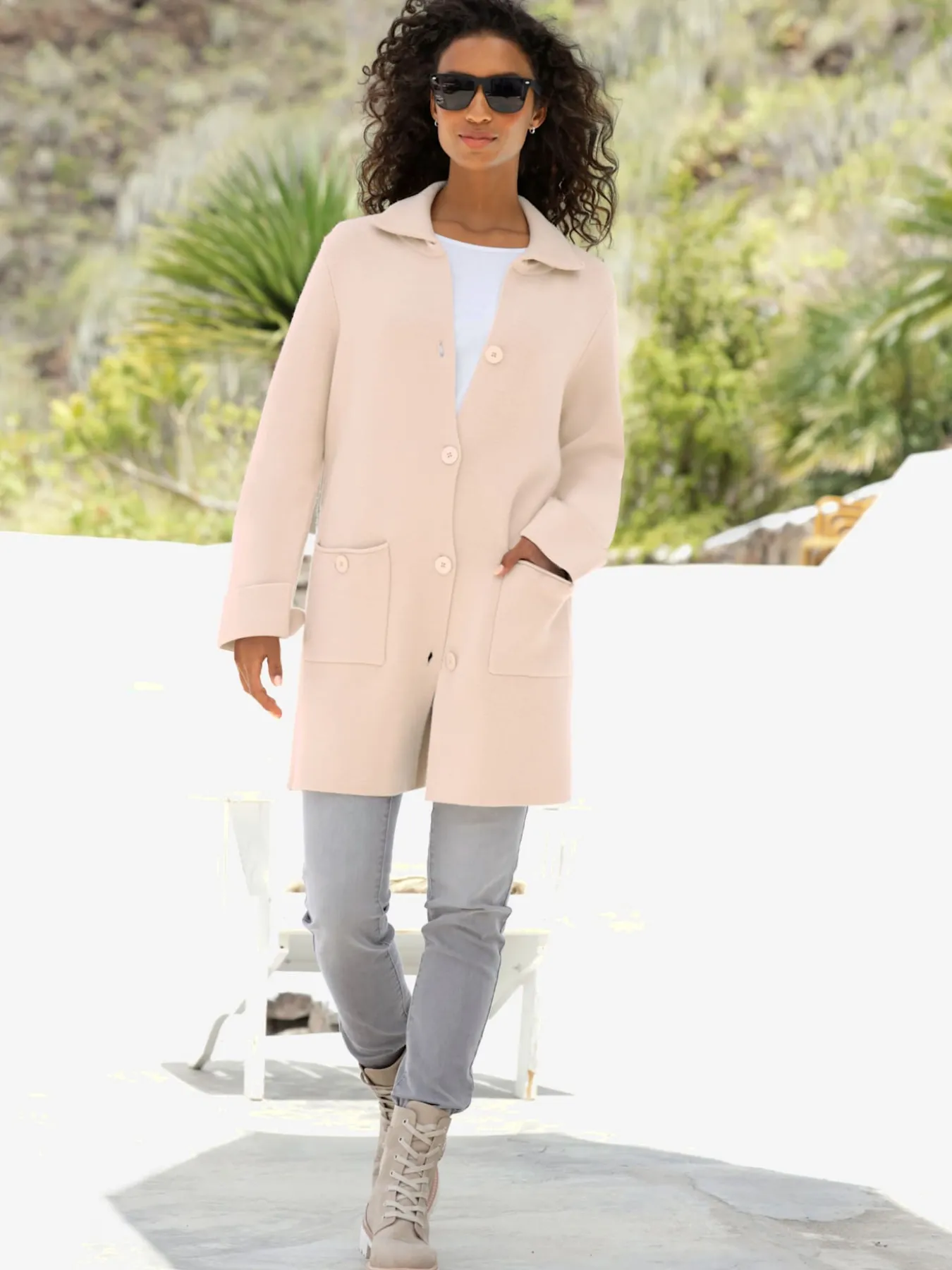 Veste longue en tricot mélange de viscose doux