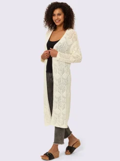 Veste longue en tricot superbe motif ajouré