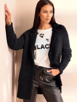 Veste longue en tricot tricot bouclé