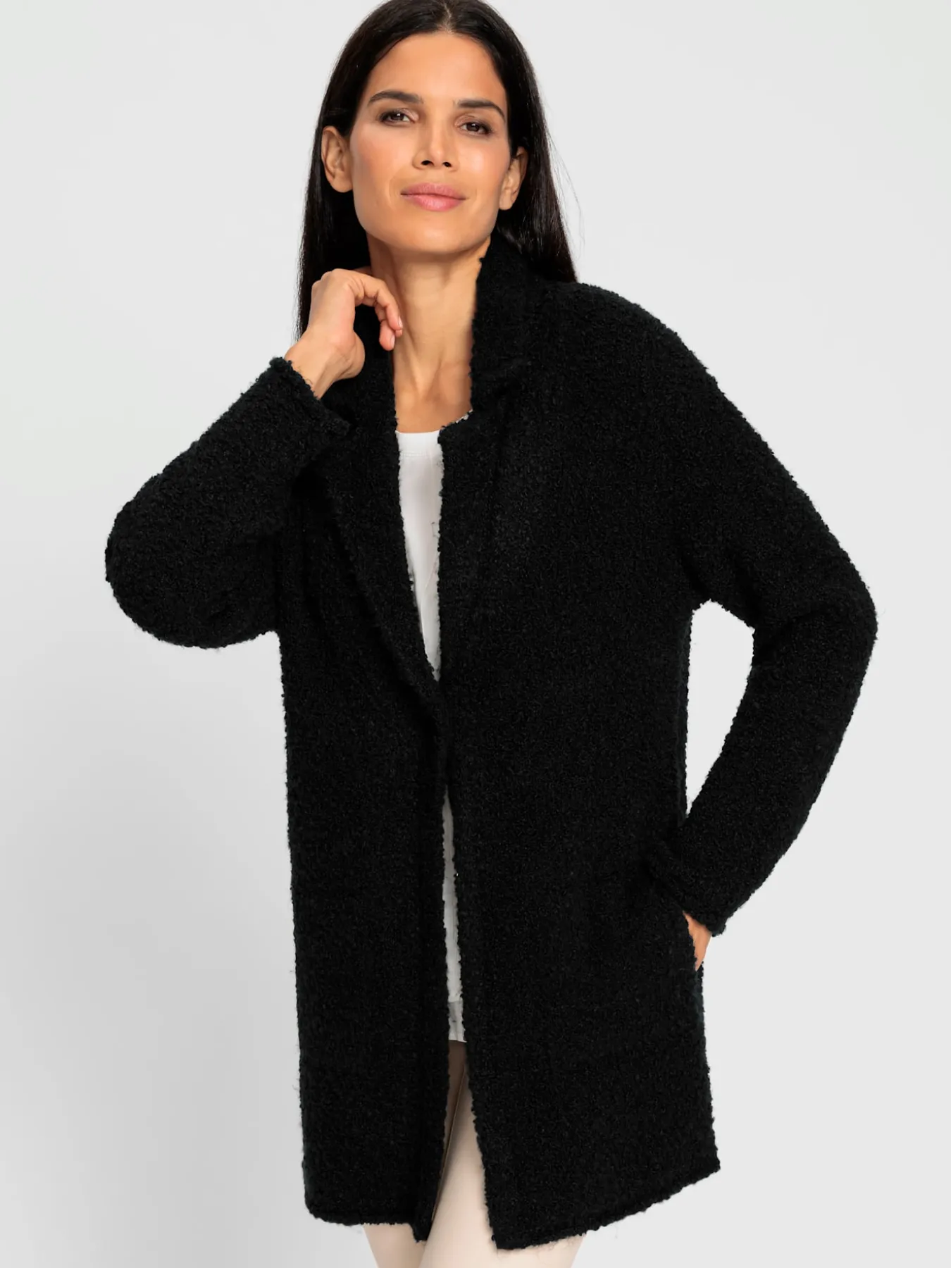Veste longue en tricot tricot bouclé