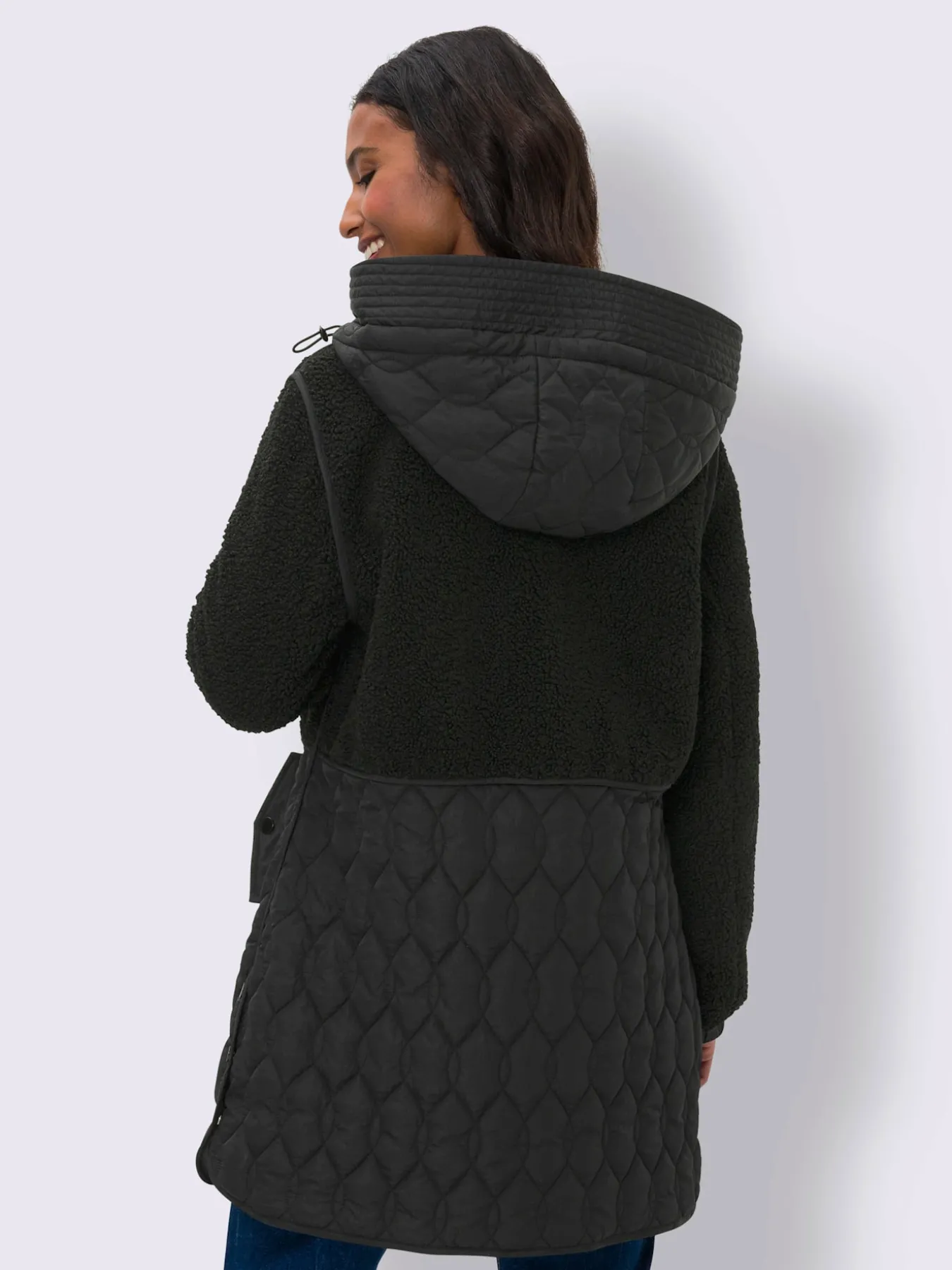 Veste longue superbe mélange de matières