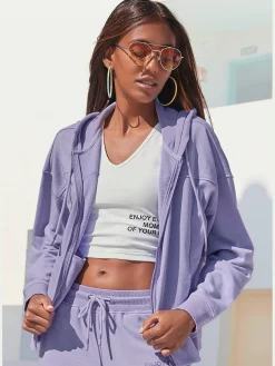 Veste sweat à capuche effet délavé