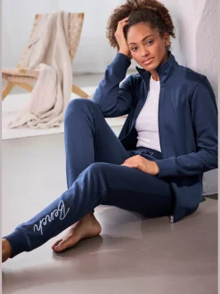 Veste sweat basique, logo imprimé et broderie
