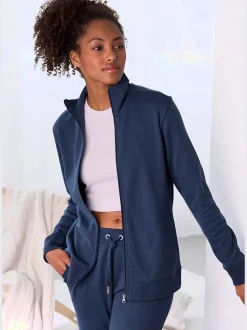 Veste sweat basique, logo imprimé et broderie