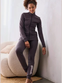 Veste sweat basique, logo imprimé et broderie