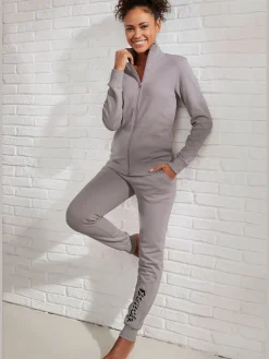 Veste sweat basique, logo imprimé et broderie