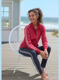 Veste sweat veste à col montant et rayures