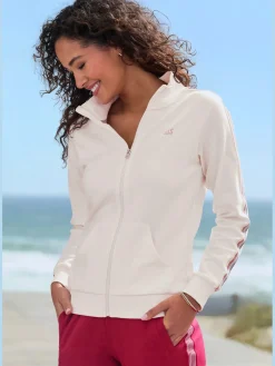 Veste sweat veste à col montant et rayures