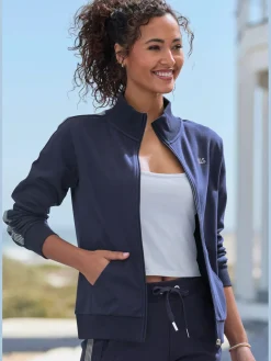 Veste sweat veste à col montant et rayures