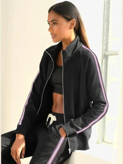 Veste sweat veste à col montant et rayures