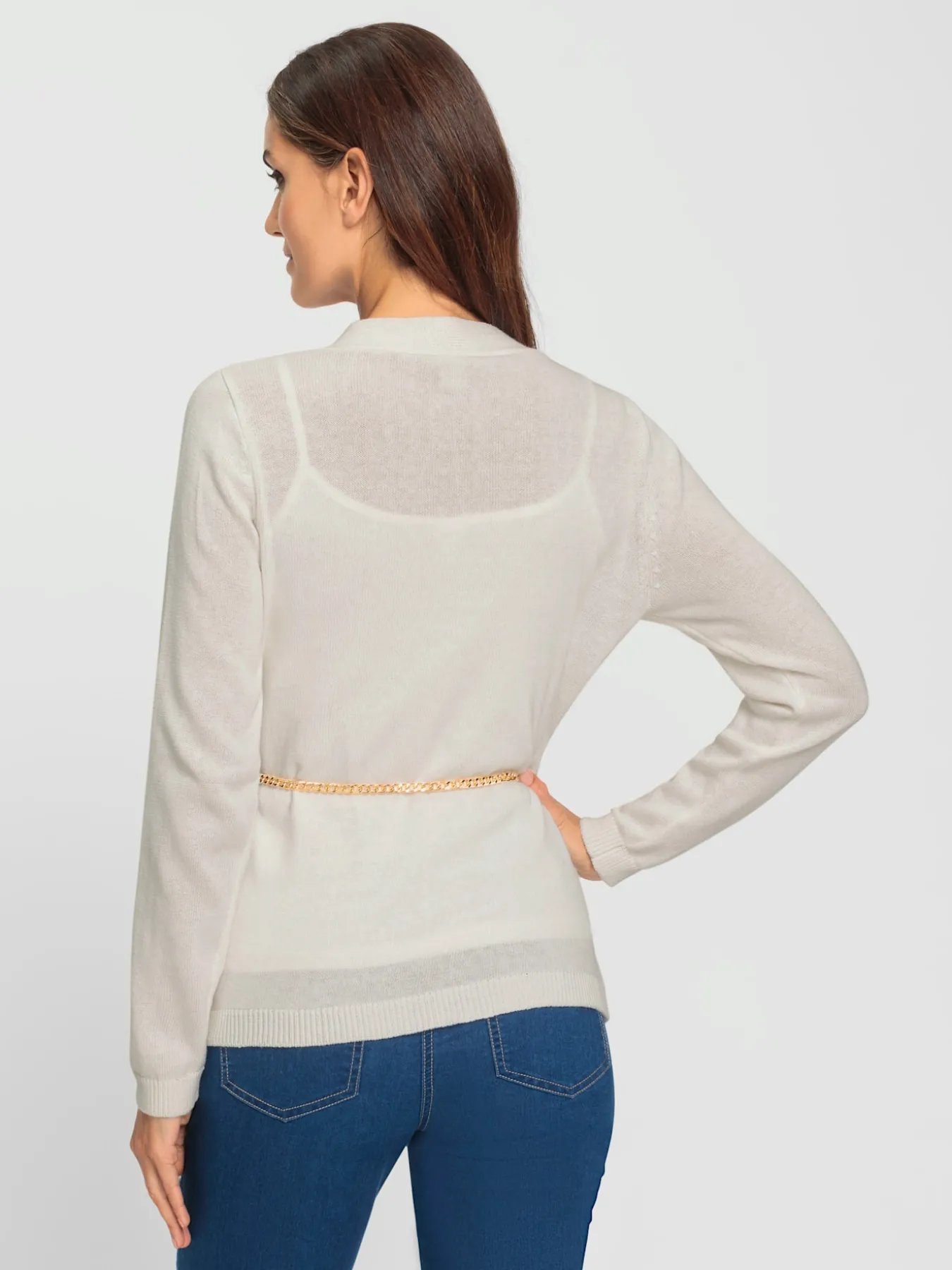 Veste tricot 2 en 1 livré avec ceinture-chaîne décorative